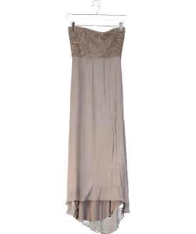 Mint Velvet Brown Sequin Bandeau Chiffon Midi Dress UK 12