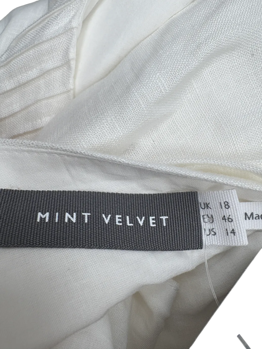 Mint Velvet White Linen Midi Dress UK 18