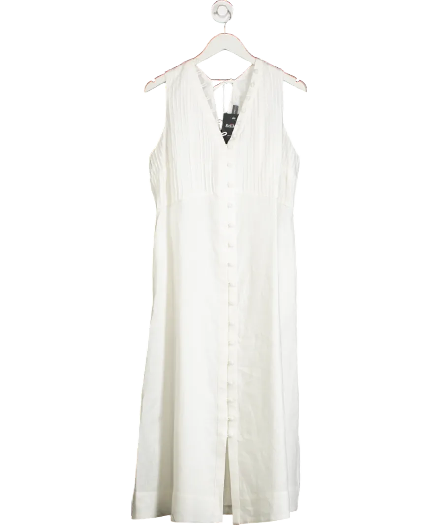Mint Velvet White Linen Midi Dress UK 18