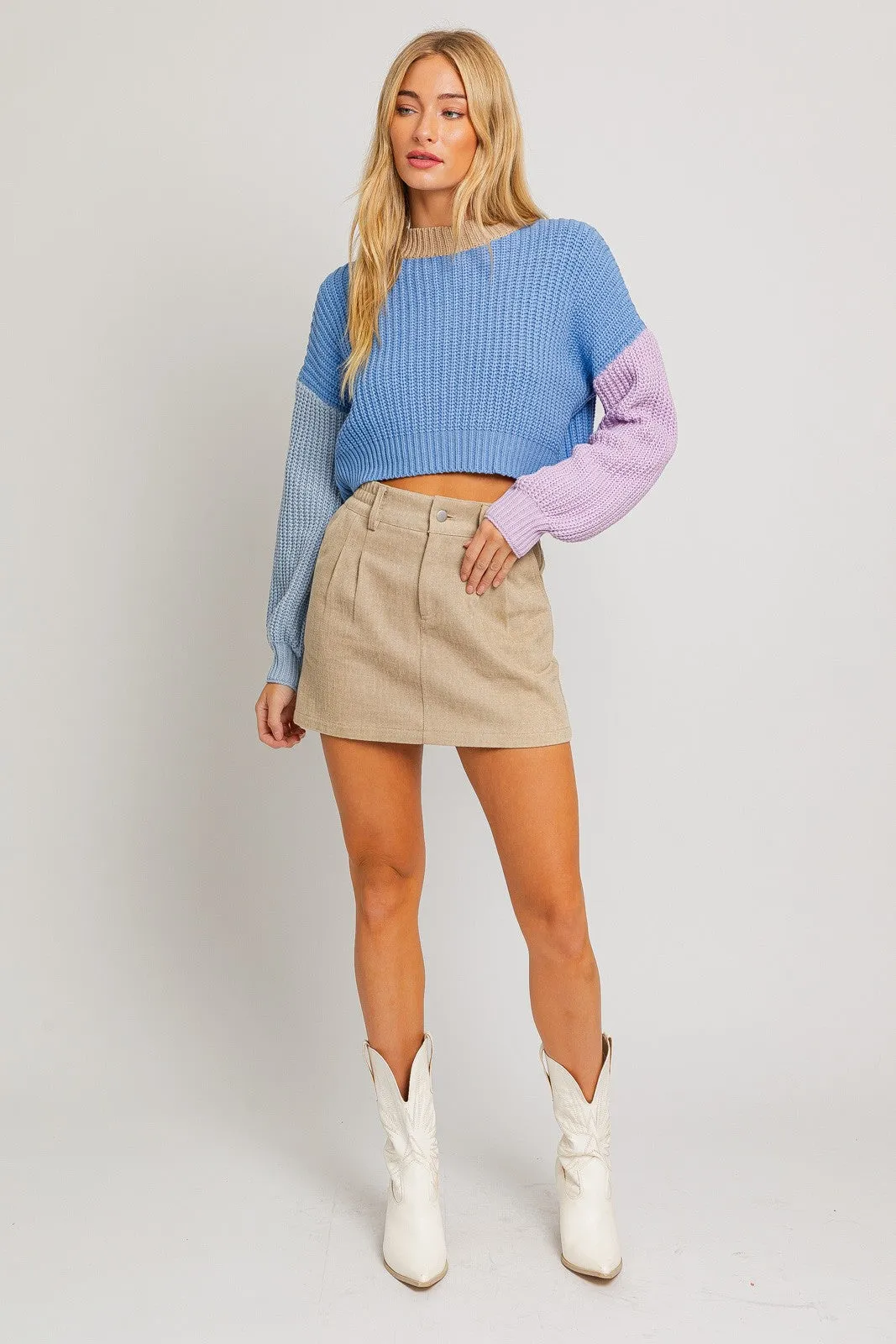 Mock Neck Colorblock Sweater