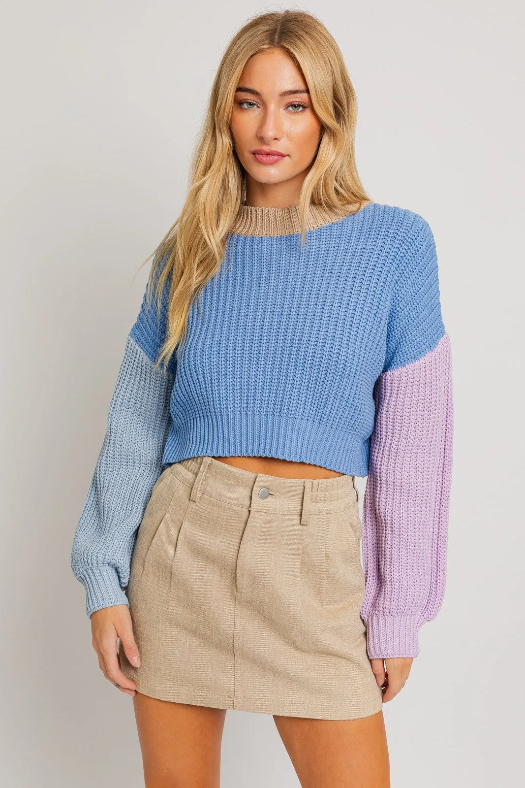 Mock Neck Colorblock Sweater
