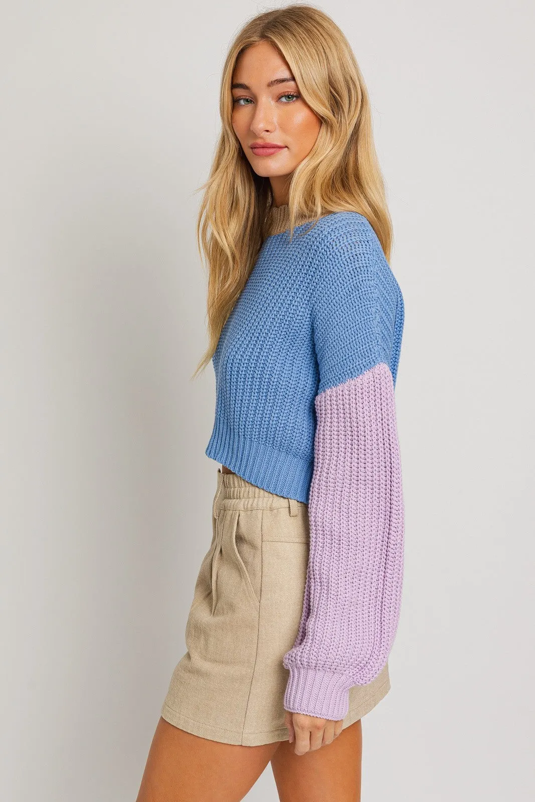 Mock Neck Colorblock Sweater