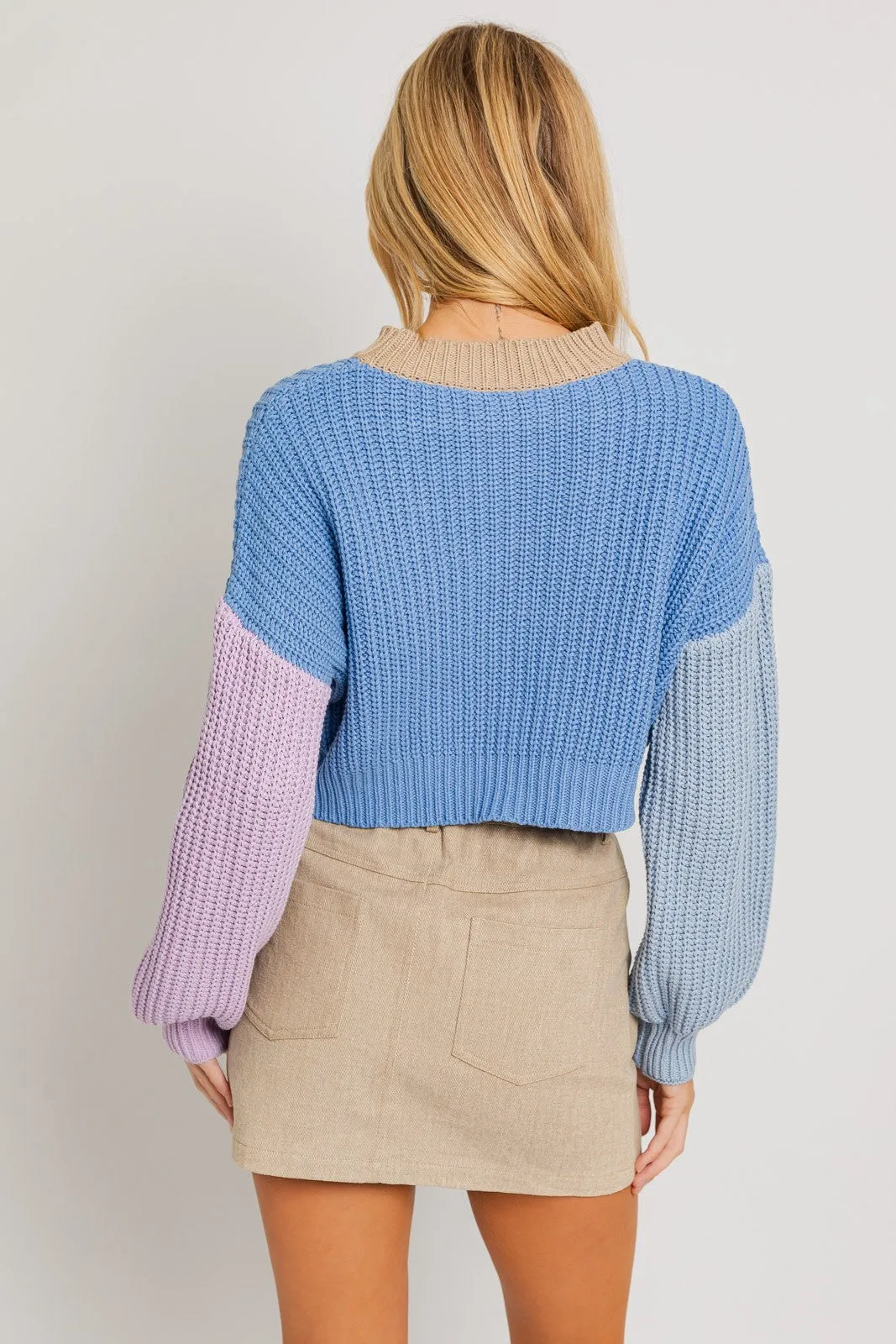 Mock Neck Colorblock Sweater