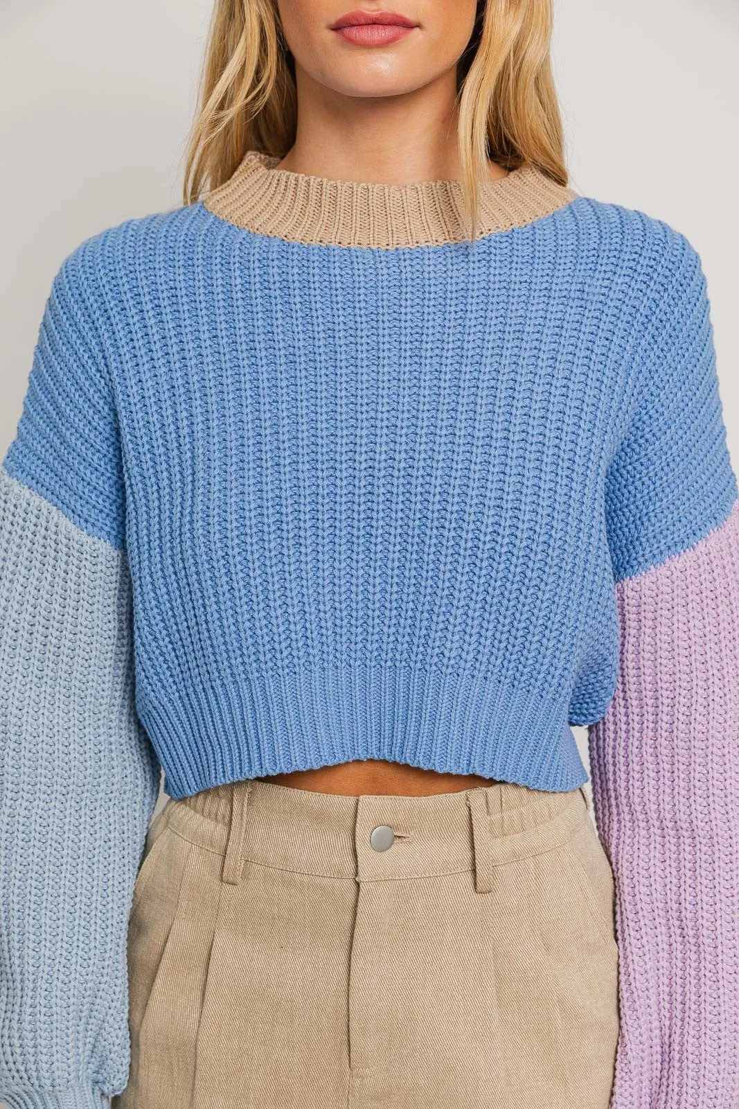 Mock Neck Colorblock Sweater