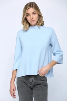Mock Neck Pull Over Sweater/Bell Sleeve BABY BLUE