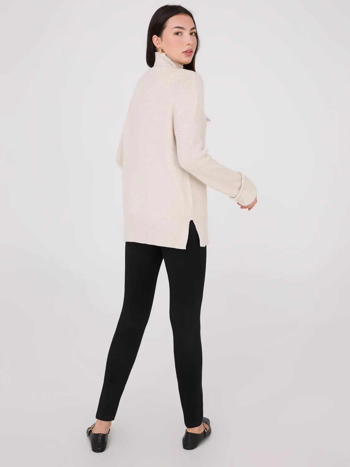 Mock Neck Shaker Stitch Sweater