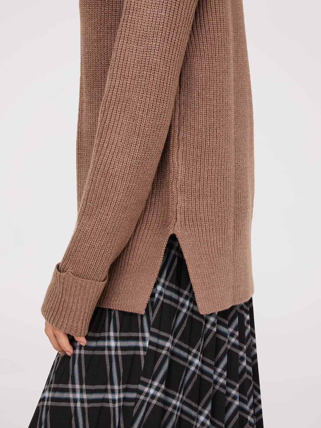 Mock Neck Shaker Stitch Sweater