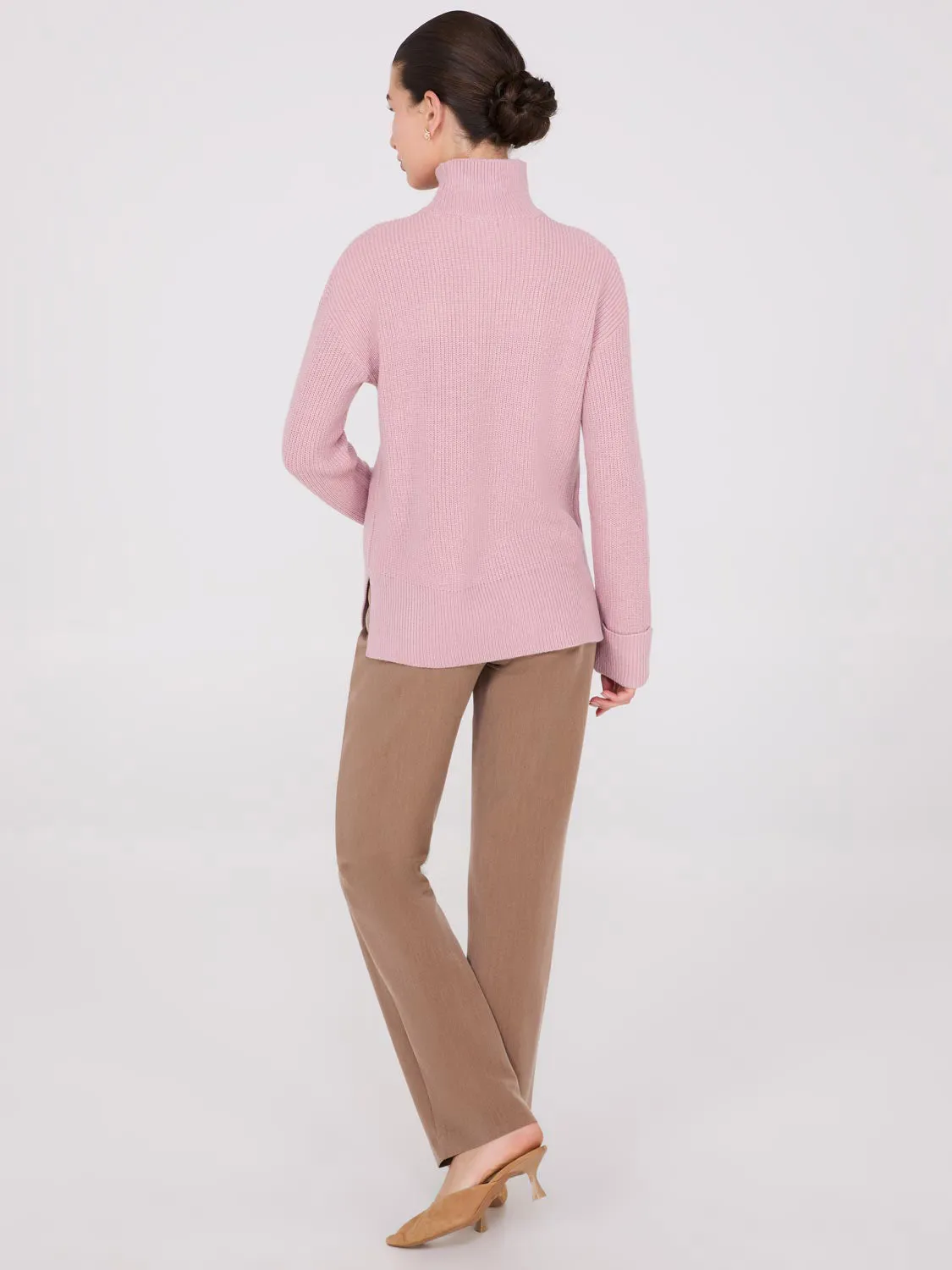 Mock Neck Shaker Stitch Sweater