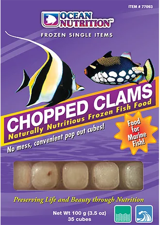 Ocean Nutrition Frozen Chopped Clams 3.5 oz. Cubes