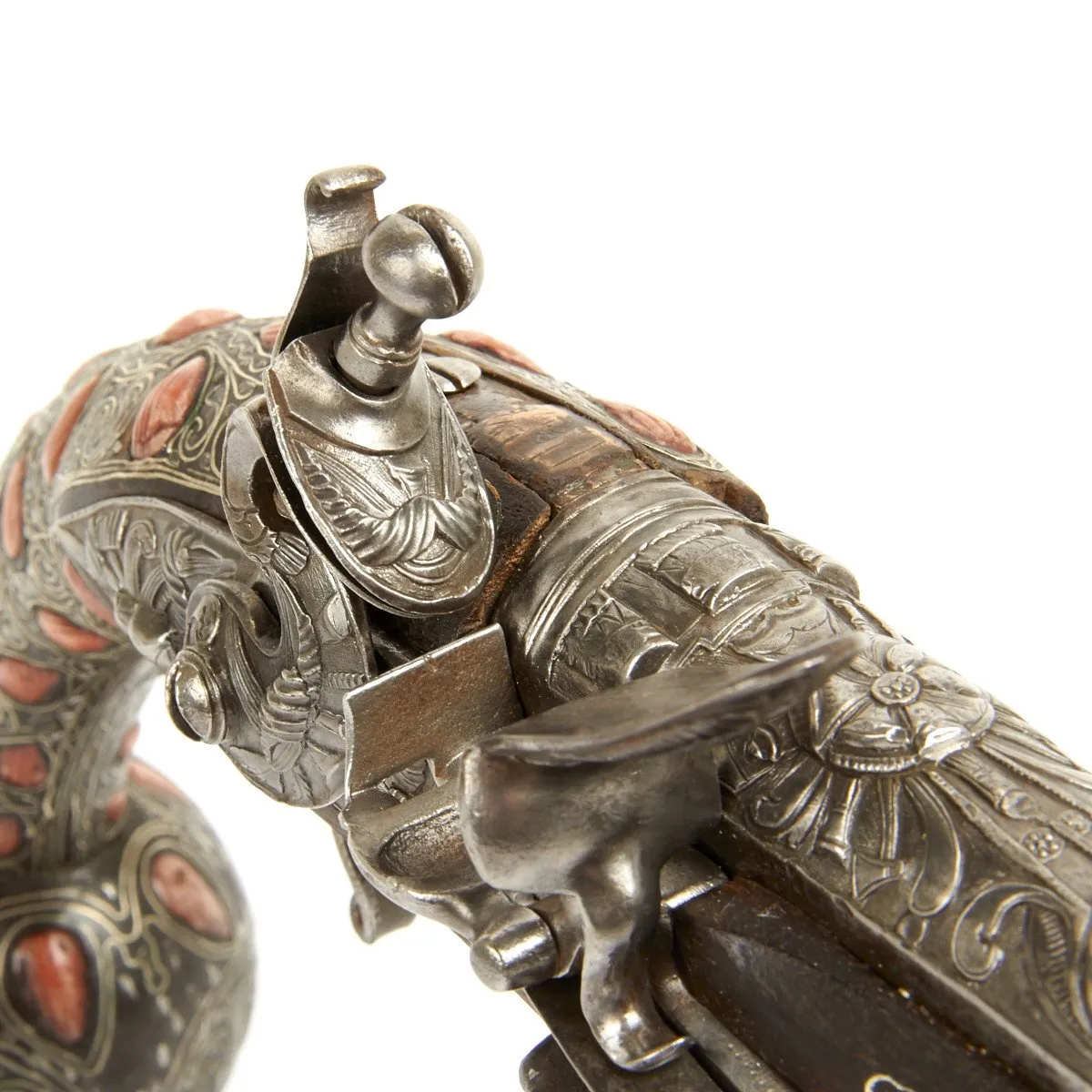 Original Ottoman Empire 1815 Pair of Flintlock Ball Butted Pistols