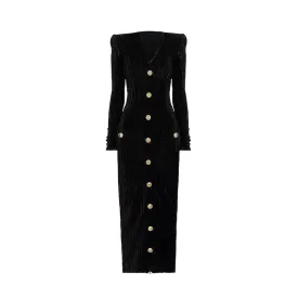 Pre Order:  Velvet Midi Bodycon Backzip Dress