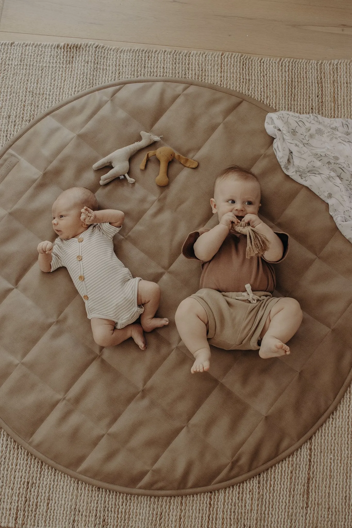 Quilted Vegan Leather Playmat - Tan