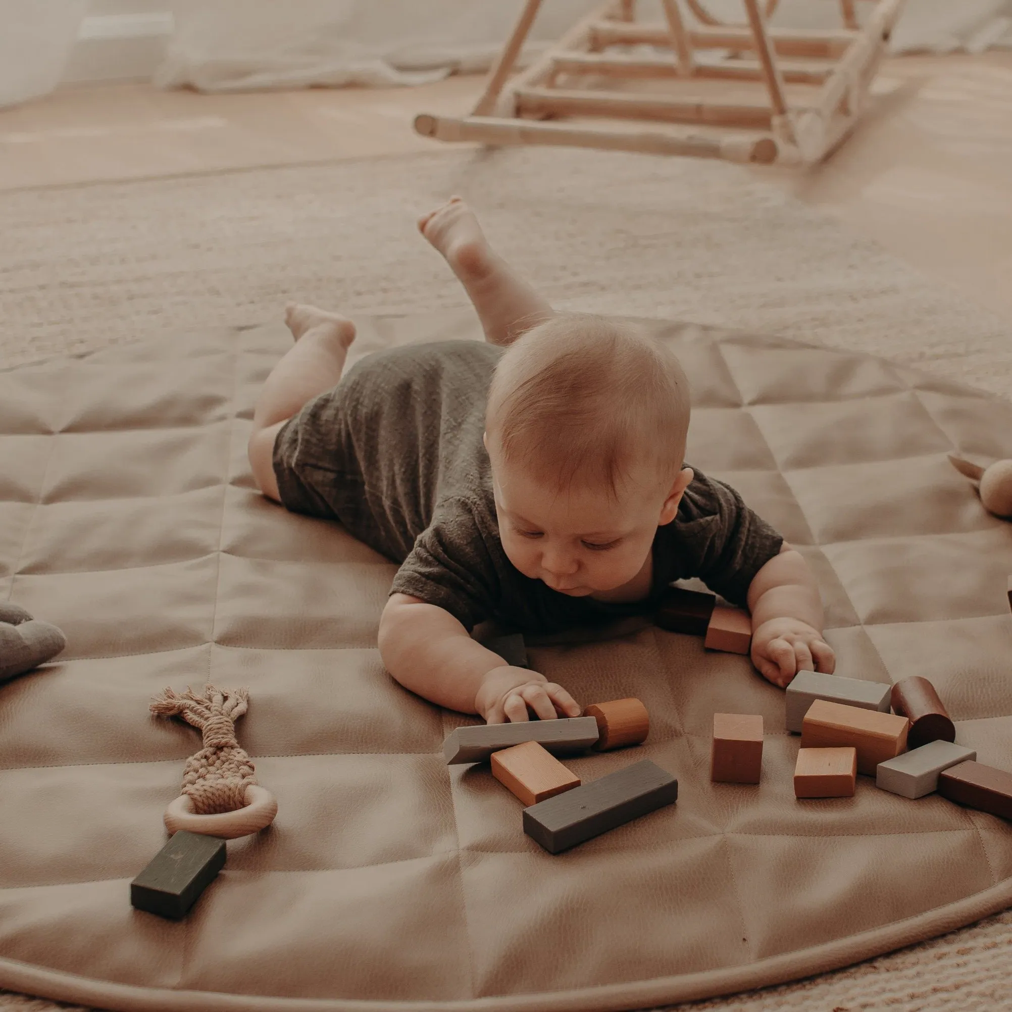 Quilted Vegan Leather Playmat - Tan
