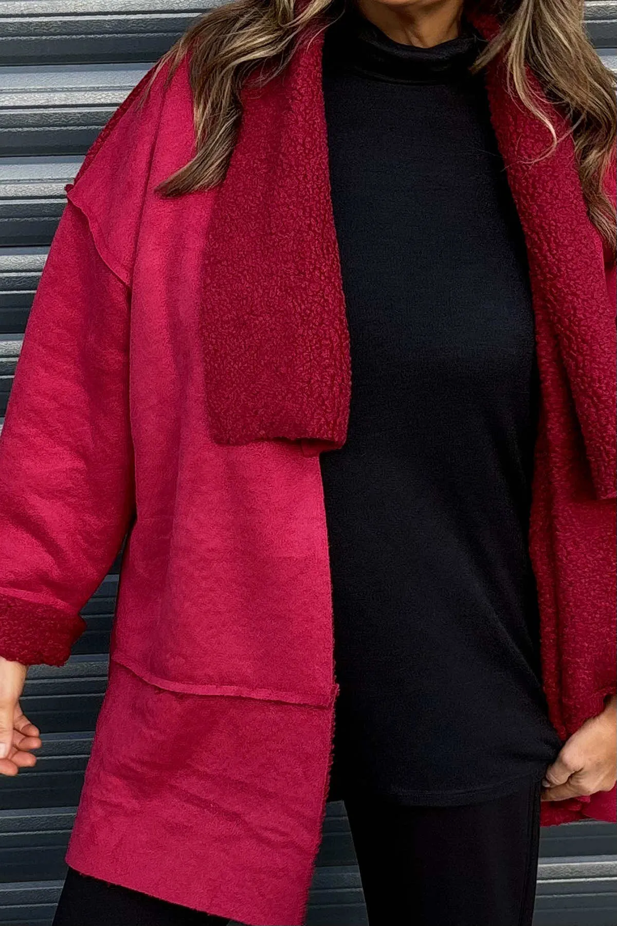 Saira Drape Front Jacket Red