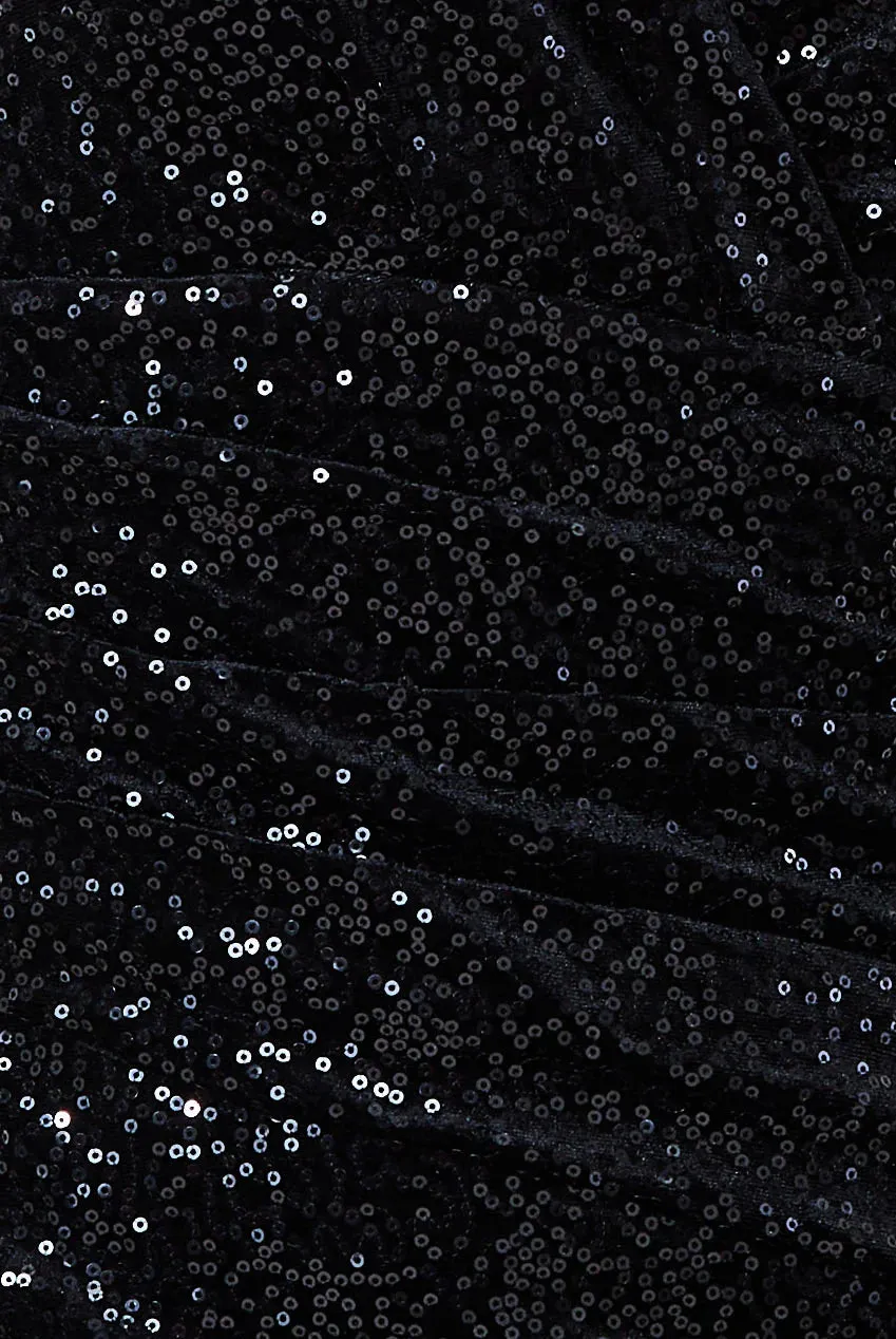 Sequin & Velvet Bardot Midi Dress - Black by Goddiva