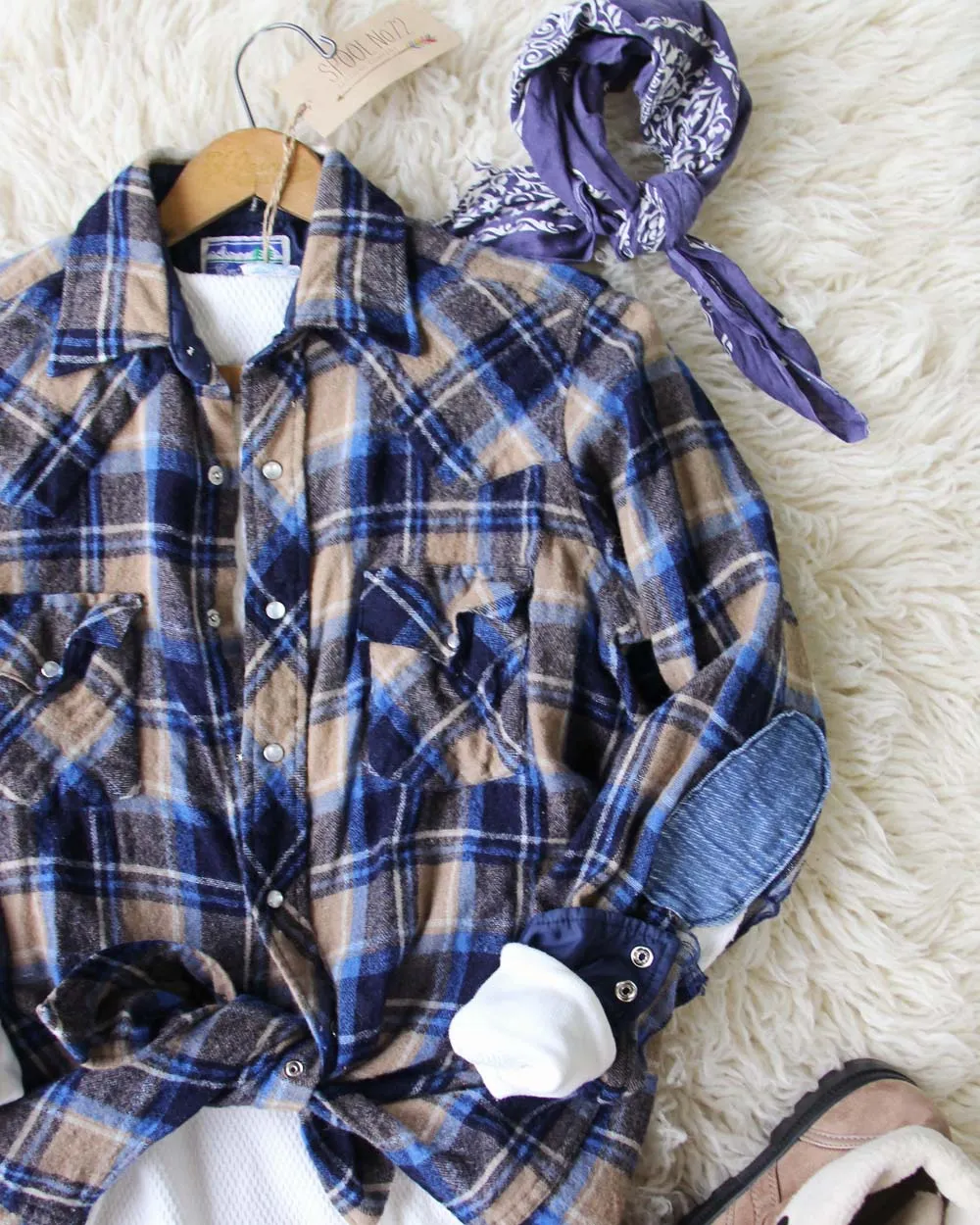 Sweet Plaid   Patch Vintage Shirt