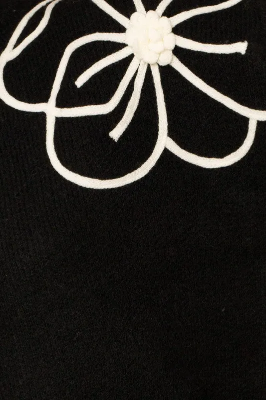Sylvie Flower Embroidery Mock Neck Sweater