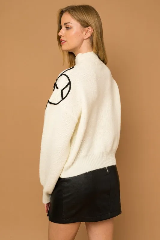 Sylvie Flower Embroidery Mock Neck Sweater