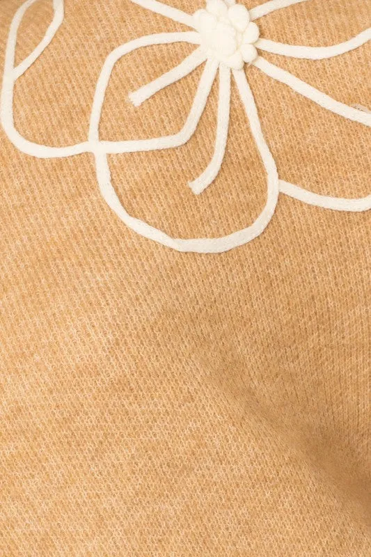 Sylvie Flower Embroidery Mock Neck Sweater