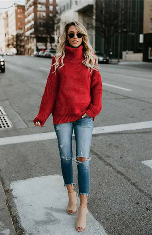 Thick Knitted Chunky Turtle Neck Sweater