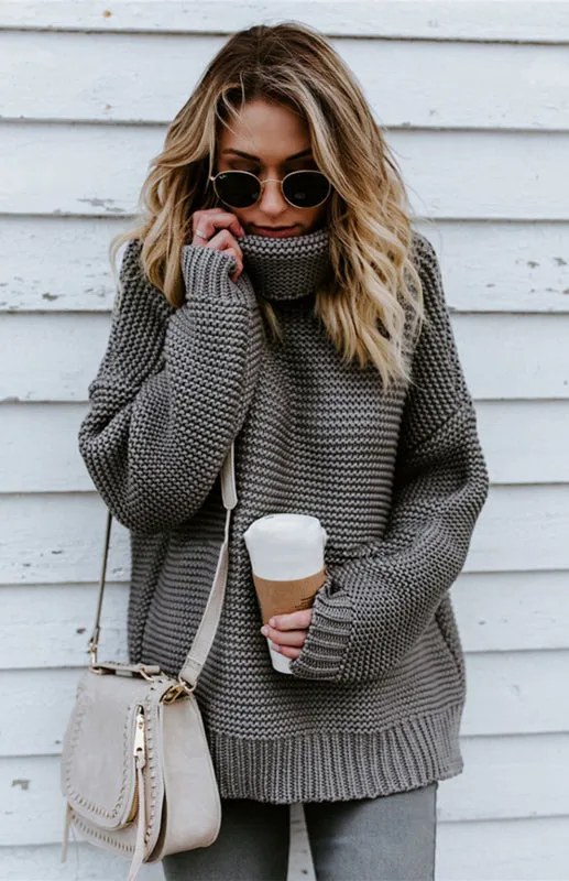 Thick Knitted Chunky Turtle Neck Sweater
