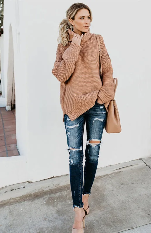 Thick Knitted Chunky Turtle Neck Sweater