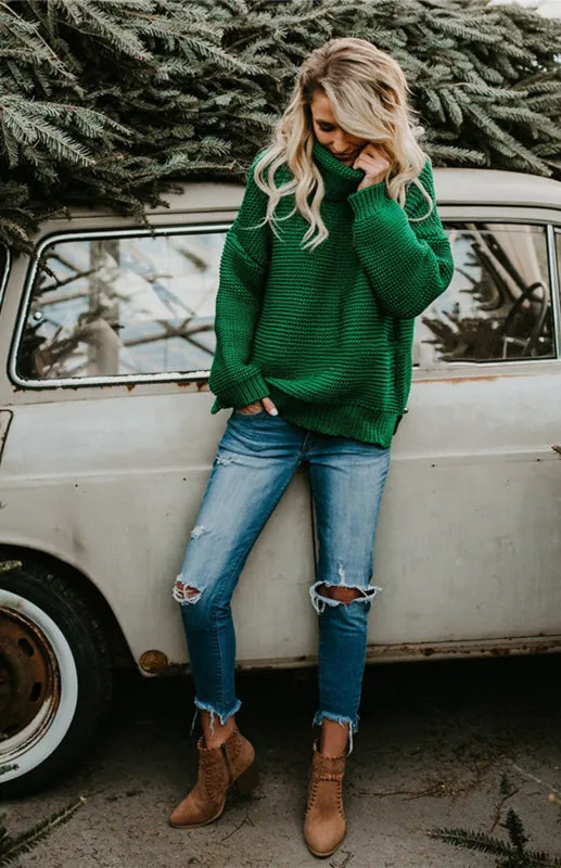 Thick Knitted Chunky Turtle Neck Sweater