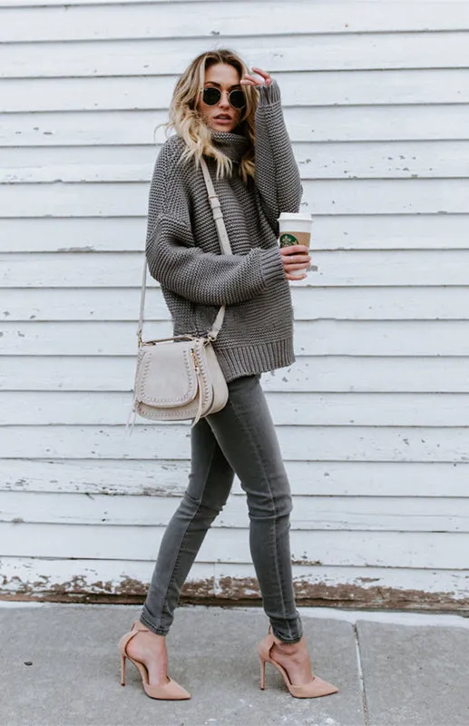 Thick Knitted Chunky Turtle Neck Sweater
