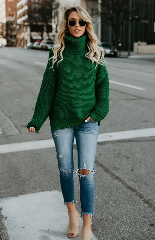 Thick Knitted Chunky Turtle Neck Sweater