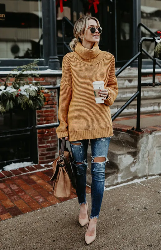 Thick Knitted Chunky Turtle Neck Sweater