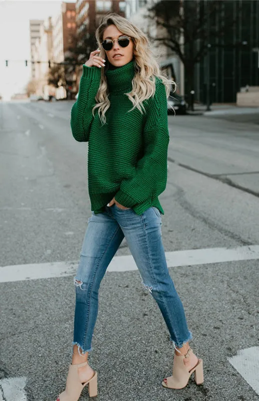 Thick Knitted Chunky Turtle Neck Sweater