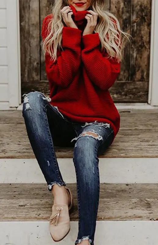 Thick Knitted Chunky Turtle Neck Sweater