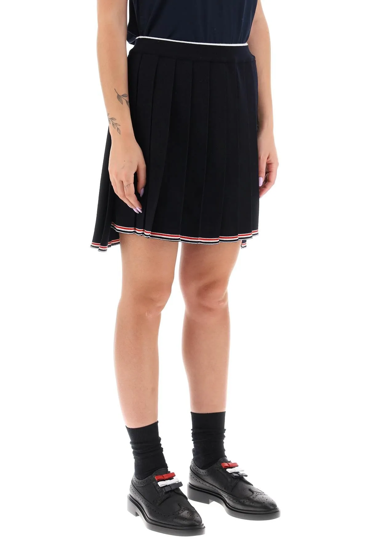 Thom browne knitted pleated mini skirt