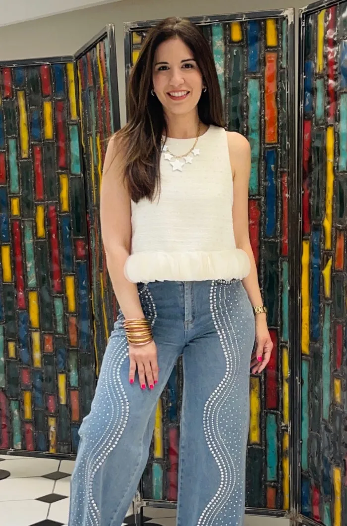 Tweed Top with Contrast Trim