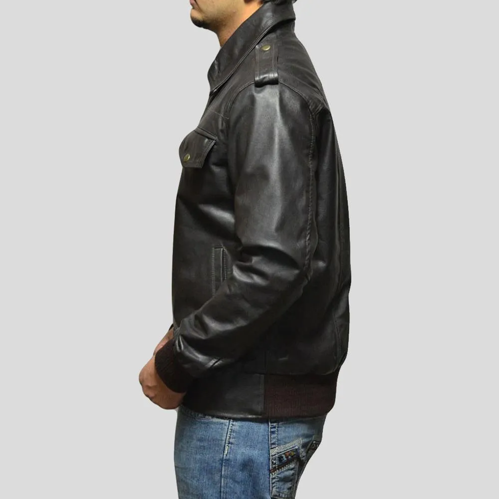 Willy Black Bomber Leather Jacket