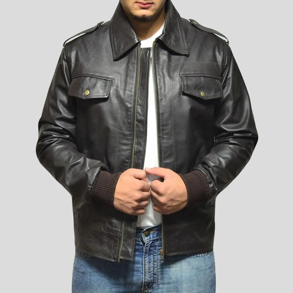 Willy Black Bomber Leather Jacket