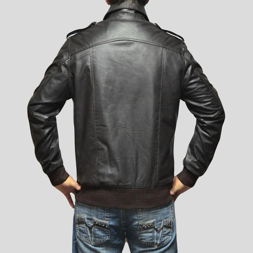 Willy Black Bomber Leather Jacket