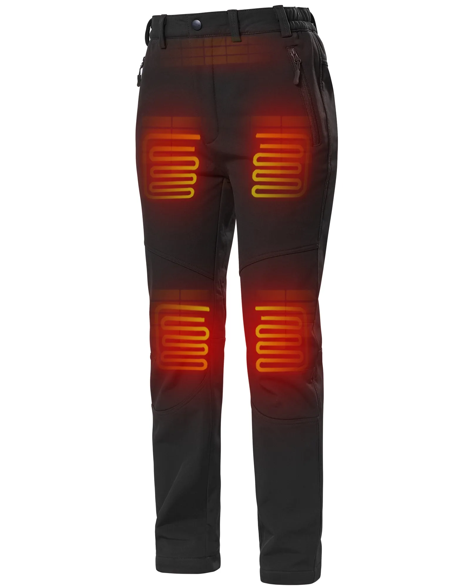 Women's Soft Shell  Heated Pants with 12V Battery Pack Fleece Lined - Black